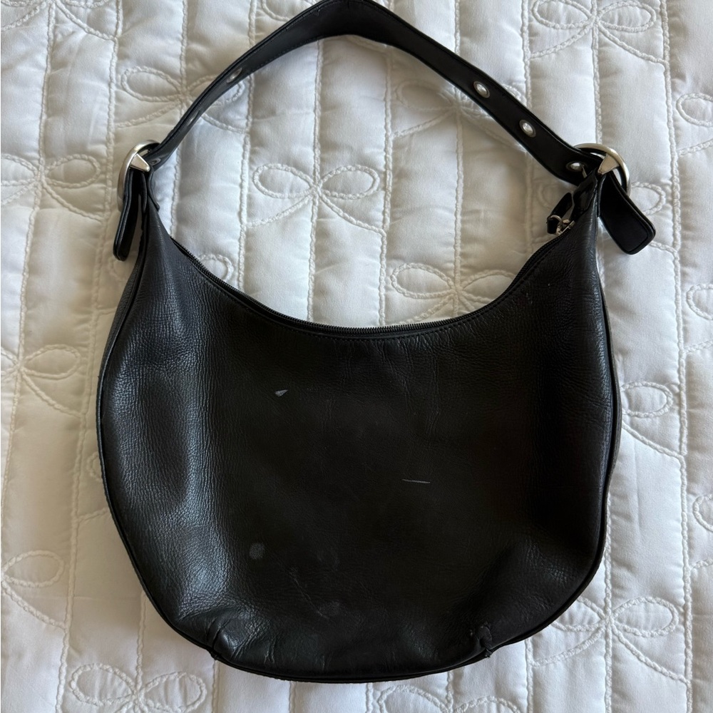 GENUINE LEATHER Elegant Black Leather Hobo Bag